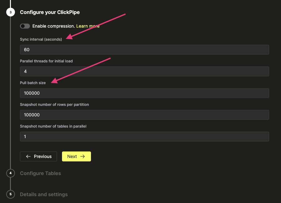 동�기화 설정 생성