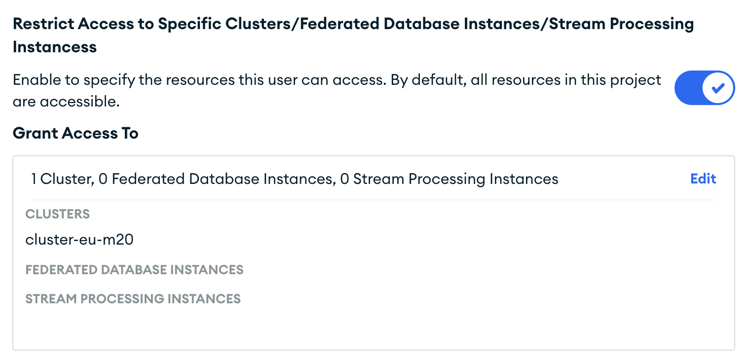 클러스터/인스턴스 액세스 제한